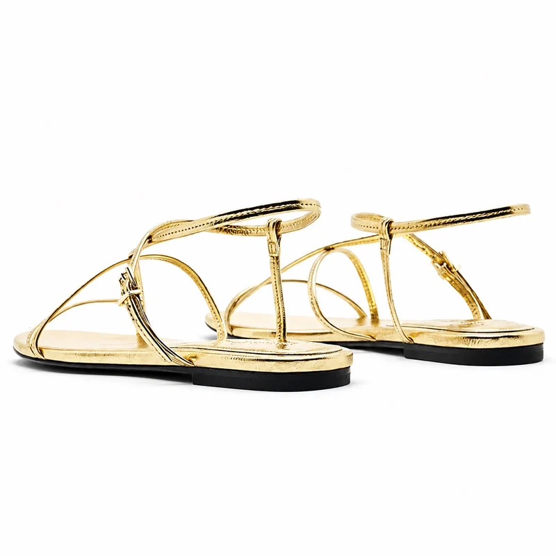 Golden Sandal with Thin and Elegant Straps