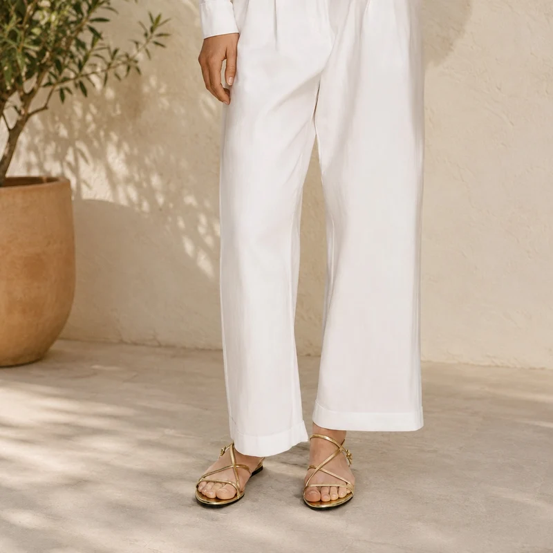 Golden Sandal with Thin and Elegant Straps