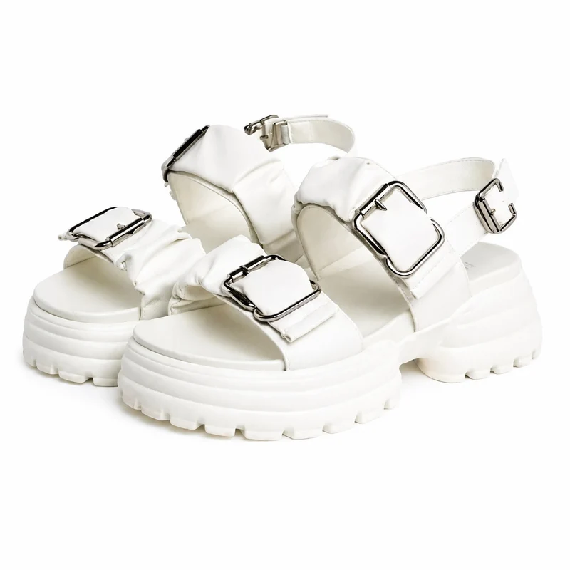 White Chunky Platform Heel Sandal