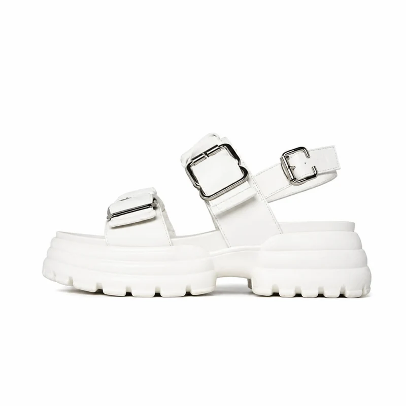 White Chunky Platform Heel Sandal