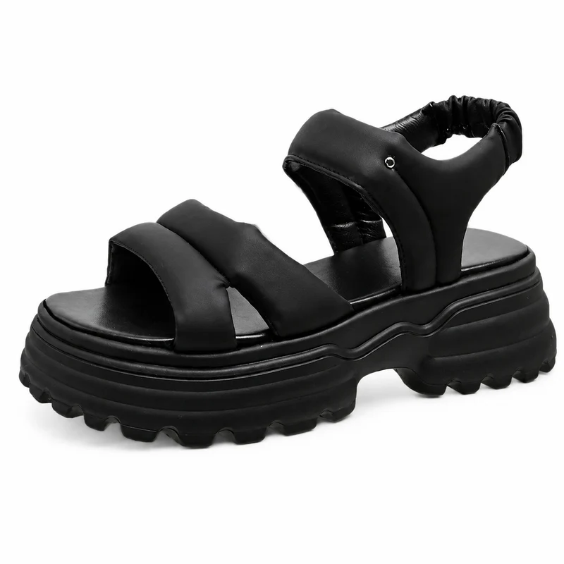 Platform Heel Sandal with Elastic Closure