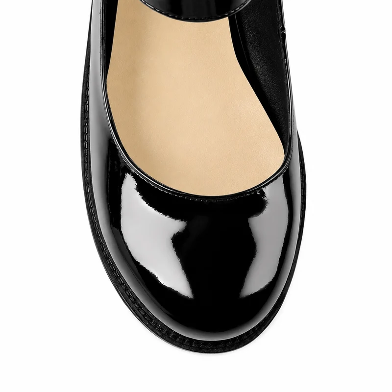 Faux Patent Leather Platform Heel Sandal