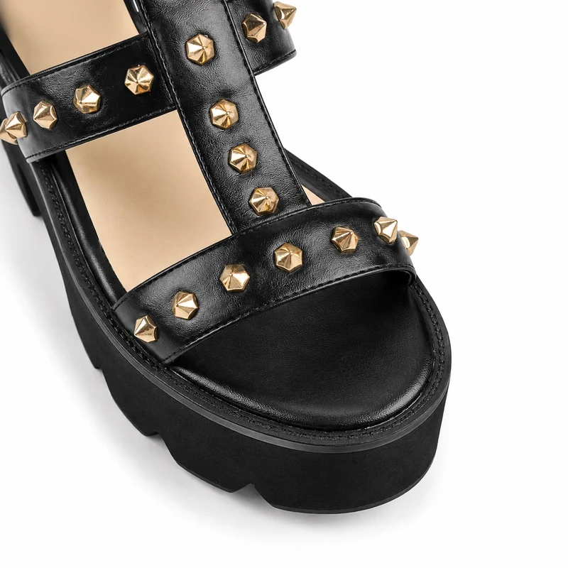 Platform Heel Sandal with Studded Design
