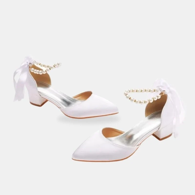 Women's Wedding Sandal with Bow and Pearls