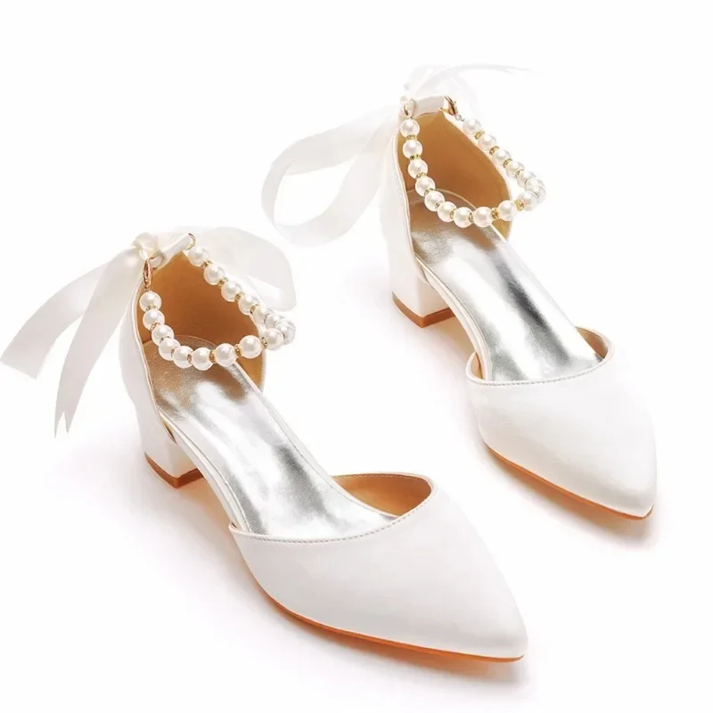 Women's Wedding Sandal with Bow and Pearls