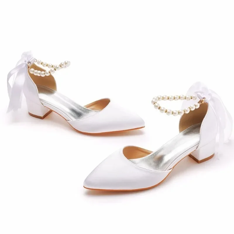 Women's Wedding Sandal with Bow and Pearls