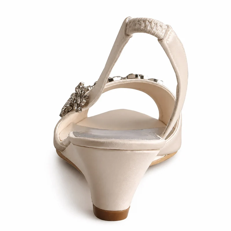 Women's Wedding Sandals with Flower Shaped Rhinestones