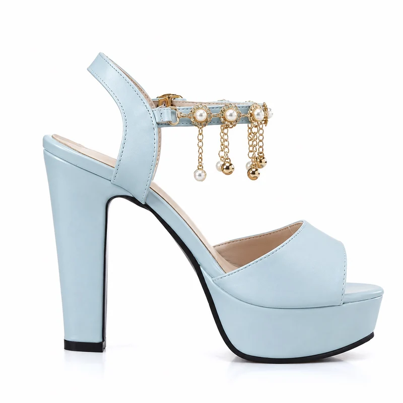 Women's Wedding Sandal with Pearl Encrusted Strap