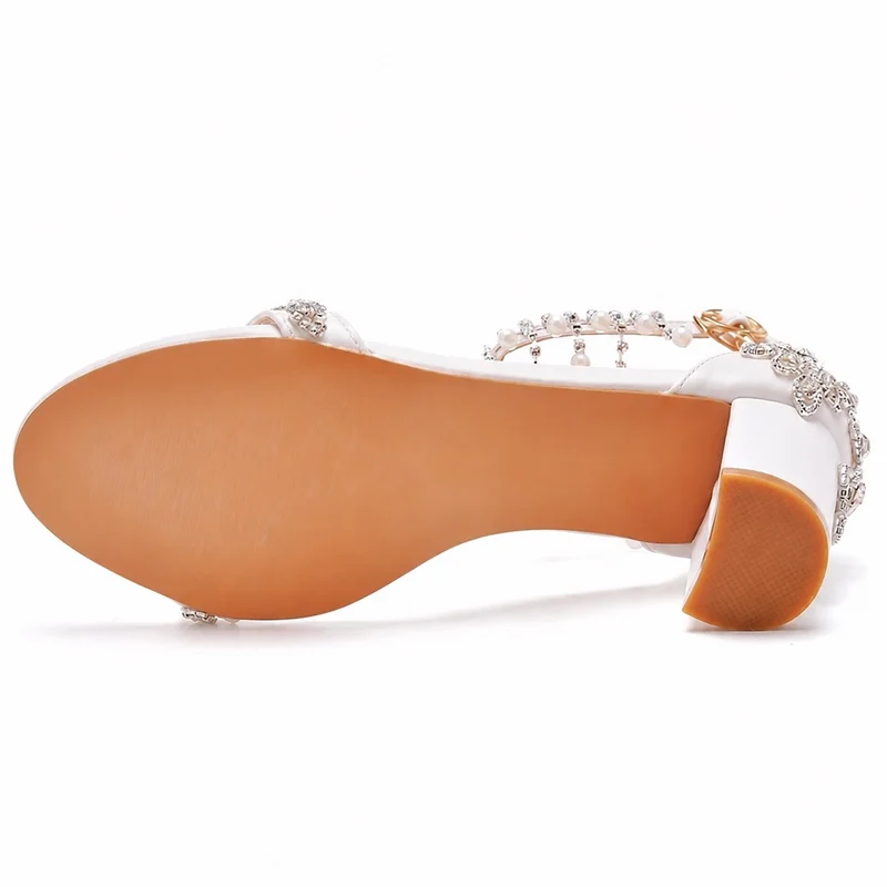 Women's Wedding Sandal with Rhinestones and Hanging Pearls