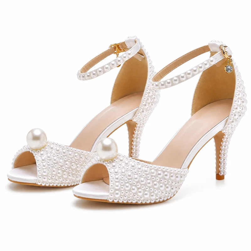 Women's Wedding Heeled Sandal with Pearls
