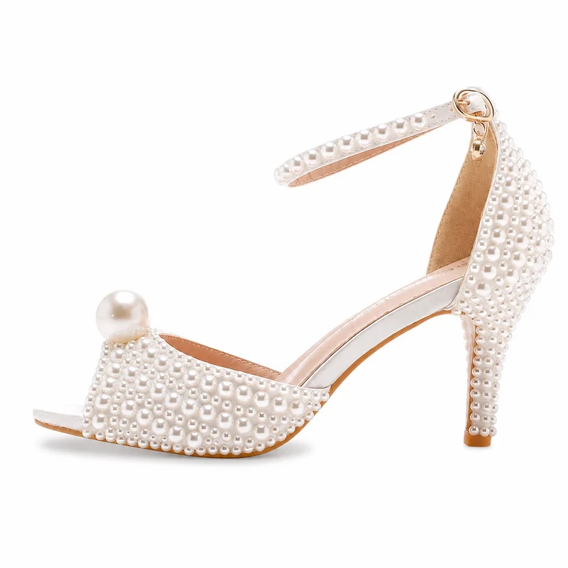 Women's Wedding Heeled Sandal with Pearls