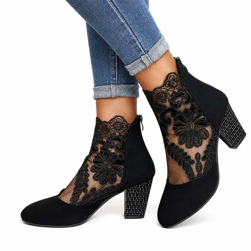 Women's Wedding Sandal with Floral Lace Pattern