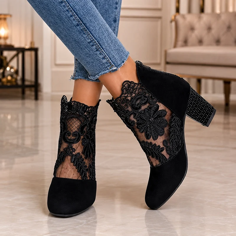 Women's Wedding Sandal with Floral Lace Pattern