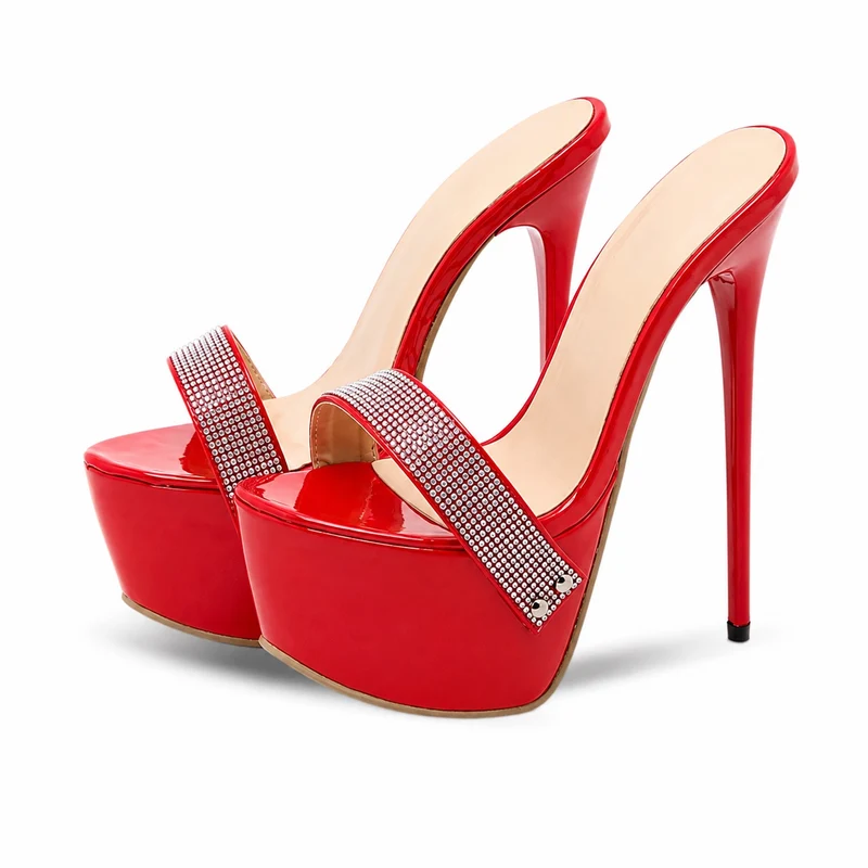 Women's High Heel Sandal with Rhinestones on the Strap