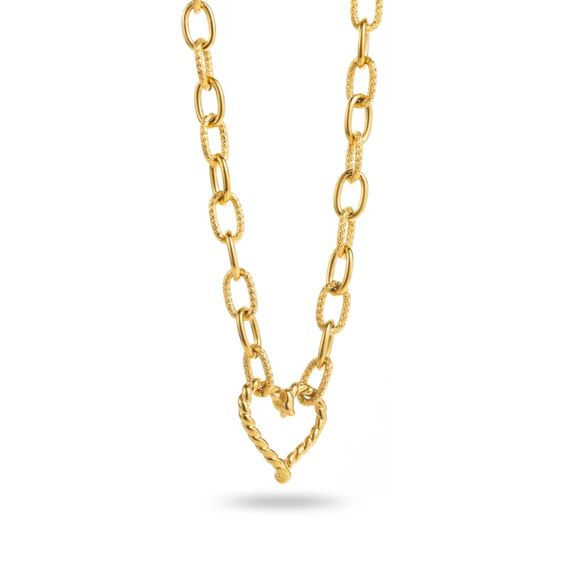 Collier chaine pendentif coeur torsadé acier inoxydable