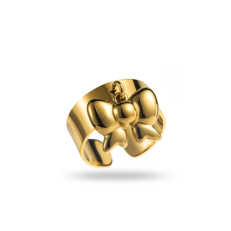 Bague Breloque à Noeud Miroir acier inoxydable