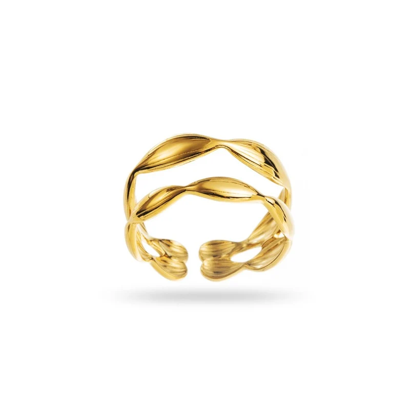 Bague Double Dune acier inoxydable