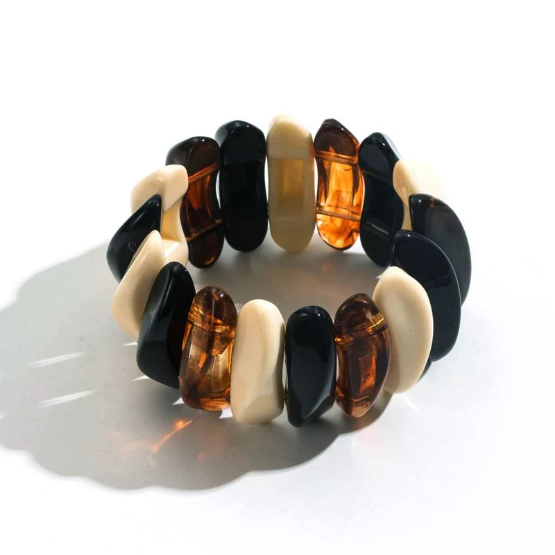 Bracelet résine marron noir et blanc