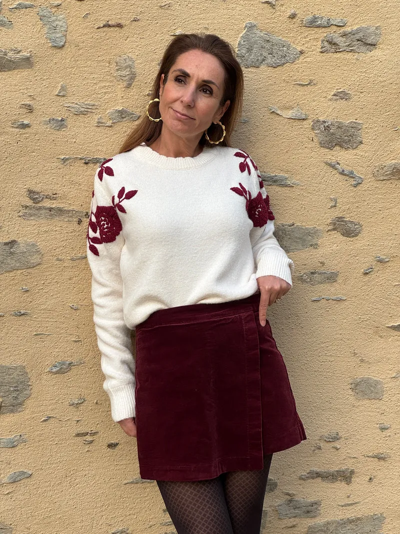 Jupe-short velours bordeaux ORELLE Oraije
