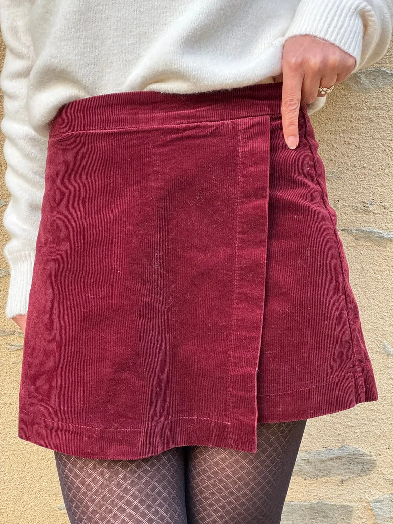 Jupe-short velours bordeaux ORELLE Oraije