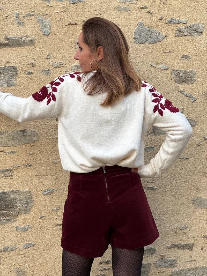 Jupe-short velours bordeaux ORELLE Oraije