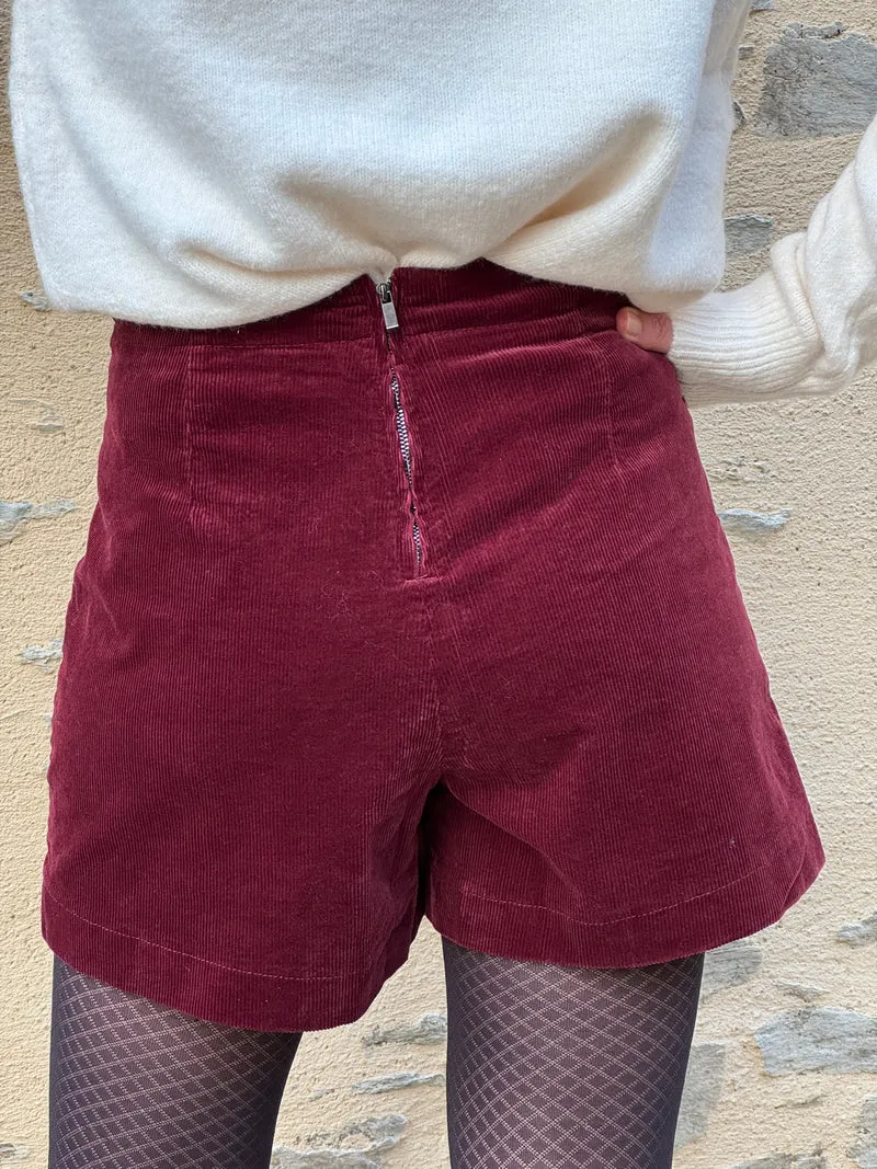 Jupe-short velours bordeaux ORELLE Oraije