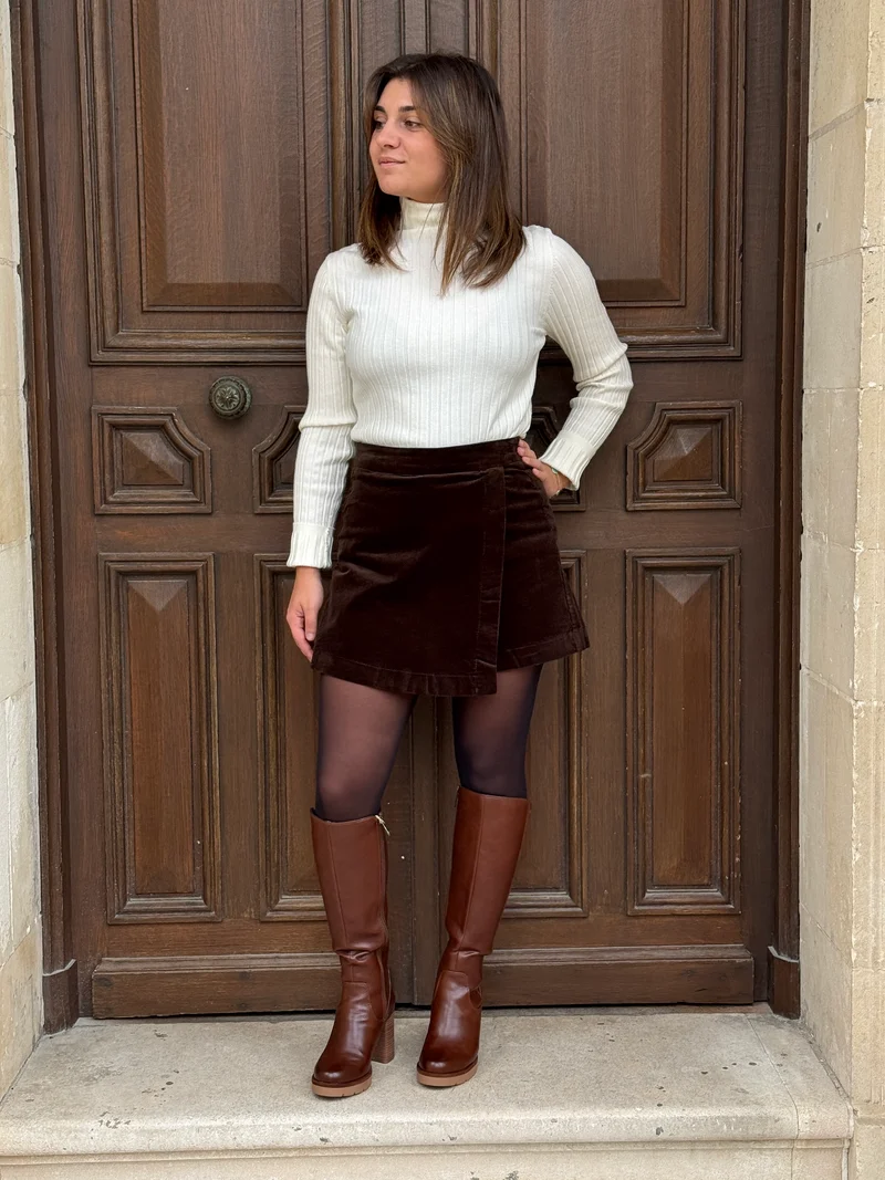 Jupe-short velours chocolat ORELLE Oraije