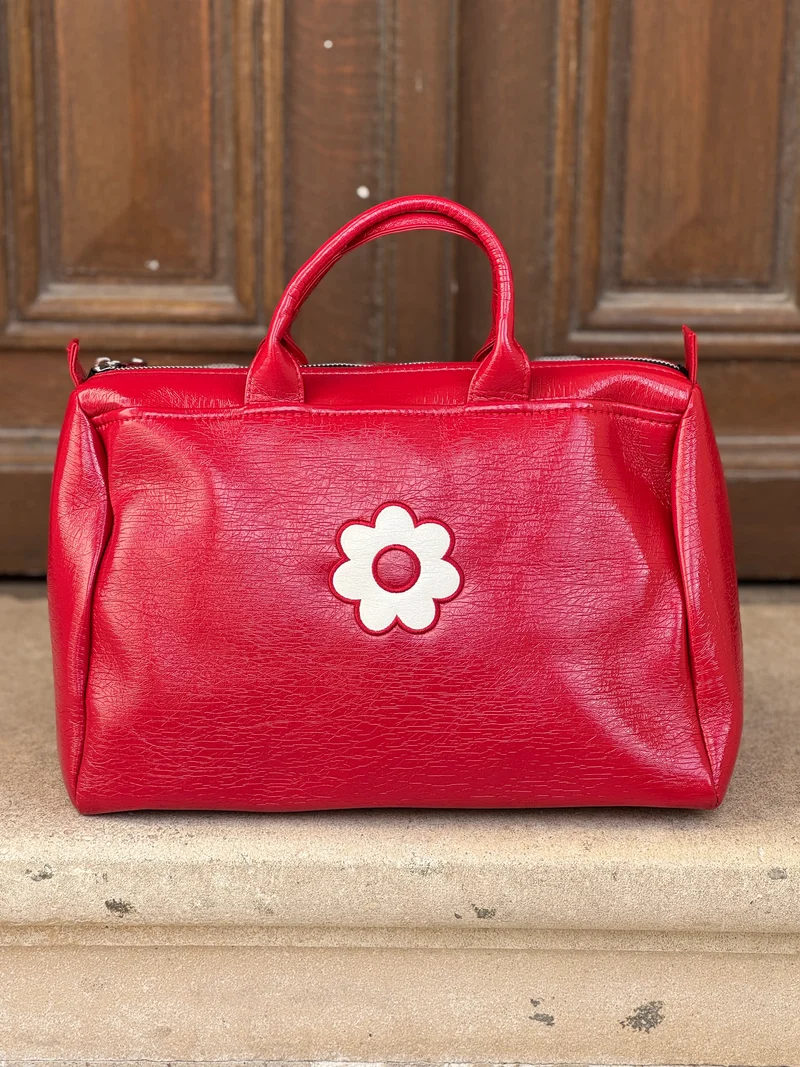 Sac en vinyle rouge hermès BOWLING Hippocampe