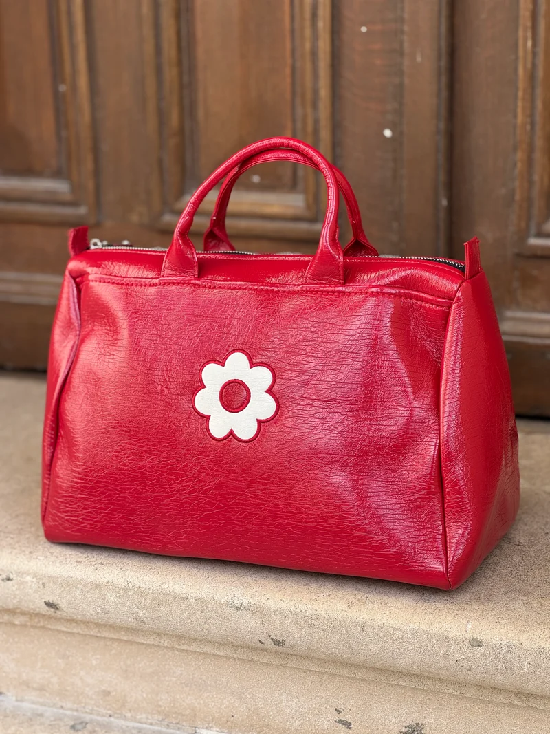 Sac en vinyle rouge hermès BOWLING Hippocampe