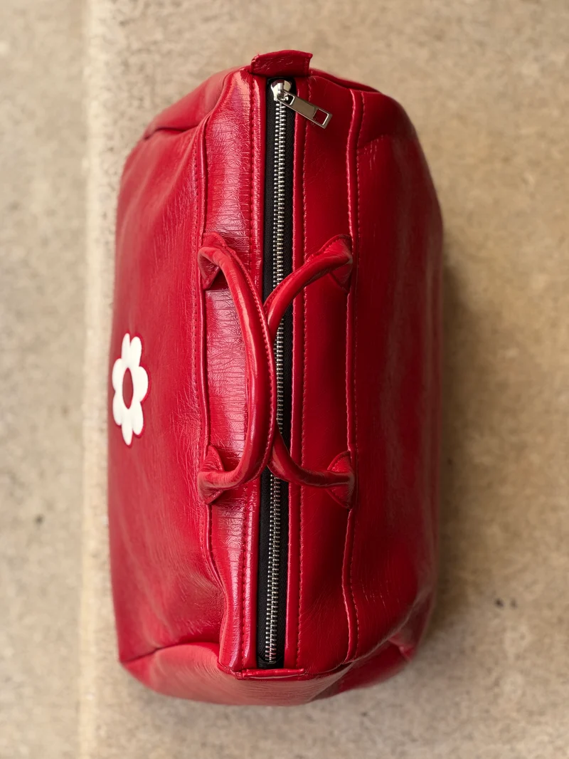 Sac en vinyle rouge hermès BOWLING Hippocampe
