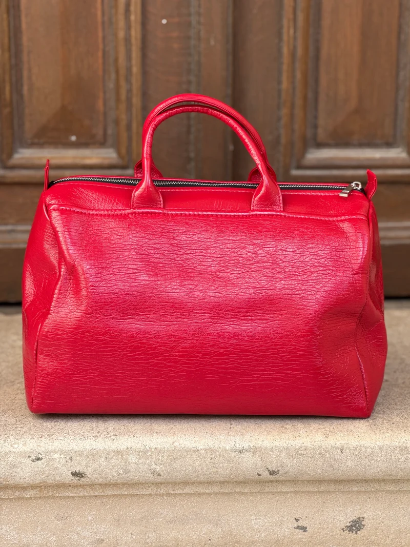 Sac en vinyle rouge hermès BOWLING Hippocampe