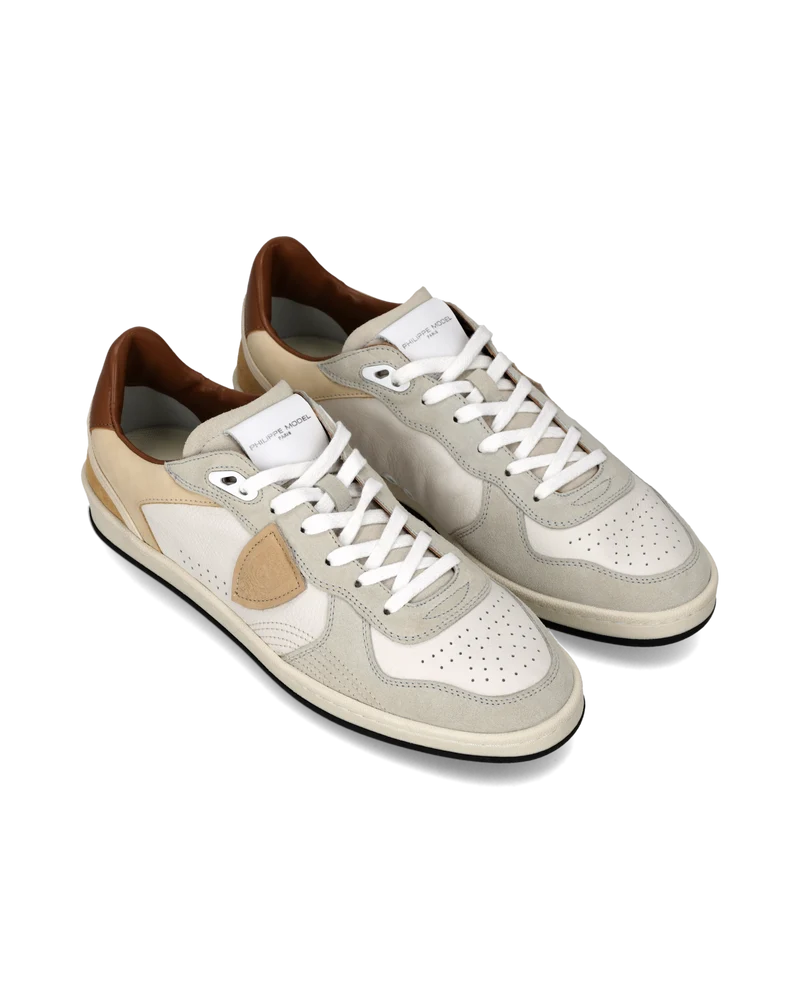 Sneakers Pgal Men, Milk White Beige Brown