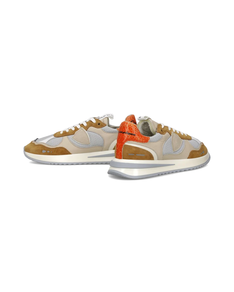 Sneakers Olympique Men, Beige Tobacco Orange