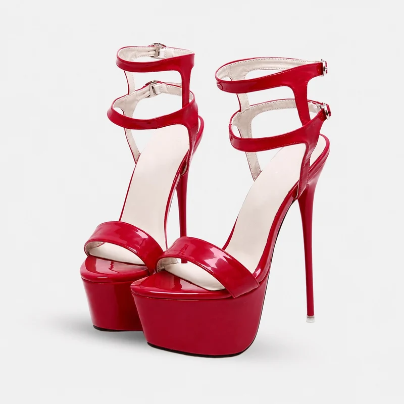 Women's Open High Heel Sandals in Faux Leather