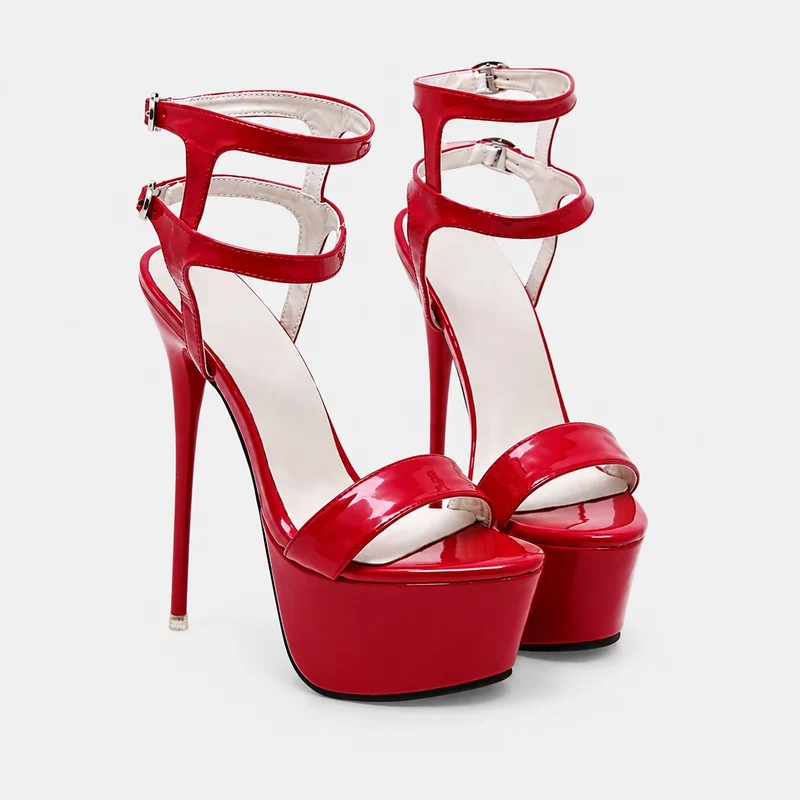 Women's Open High Heel Sandals in Faux Leather