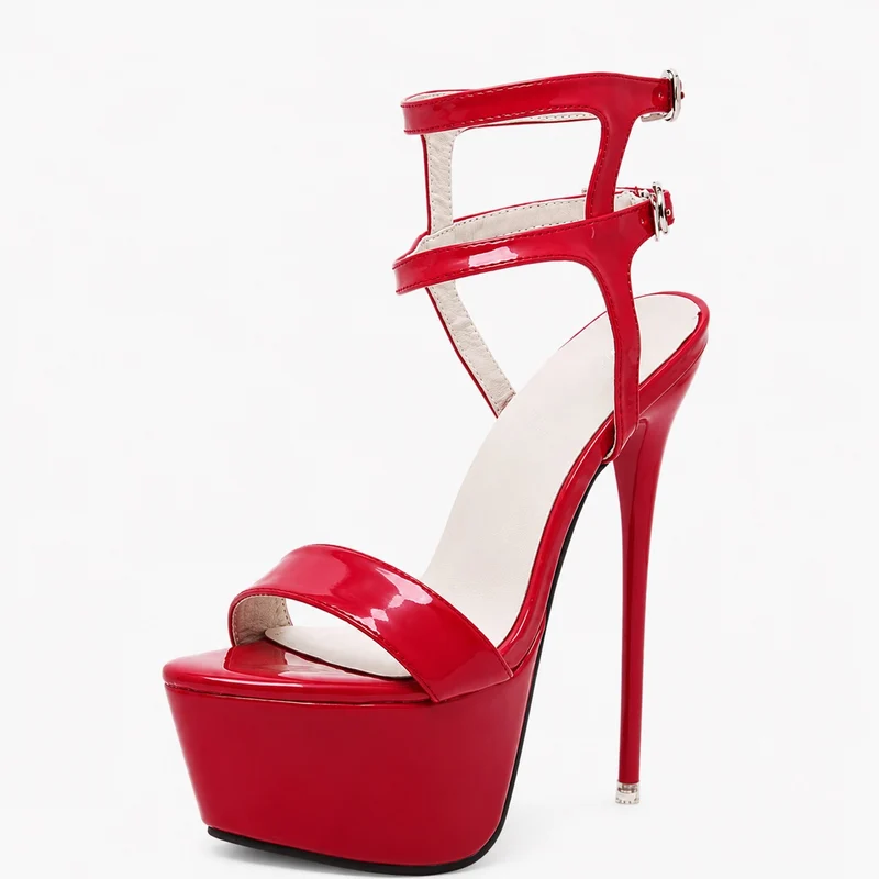 Women's Open High Heel Sandals in Faux Leather