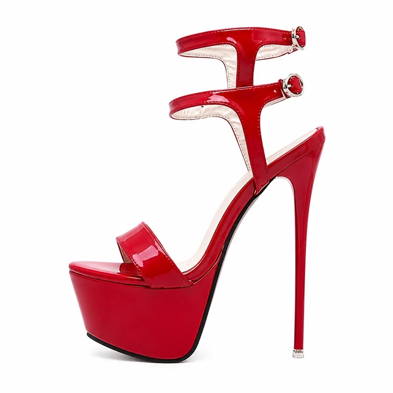 Women's Open High Heel Sandals in Faux Leather
