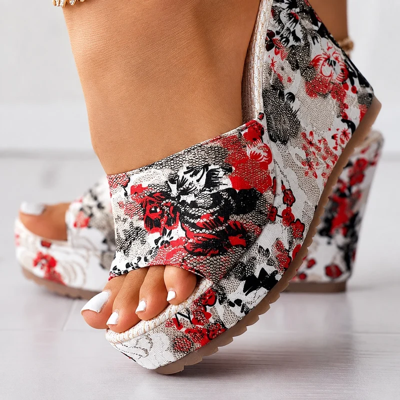 Women's High Heel Sandals with Floral Patterns