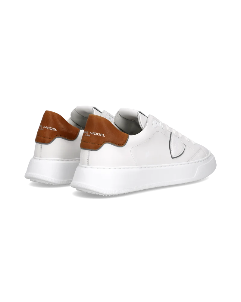 Sneakers Temple Tennis Men, White Cognac