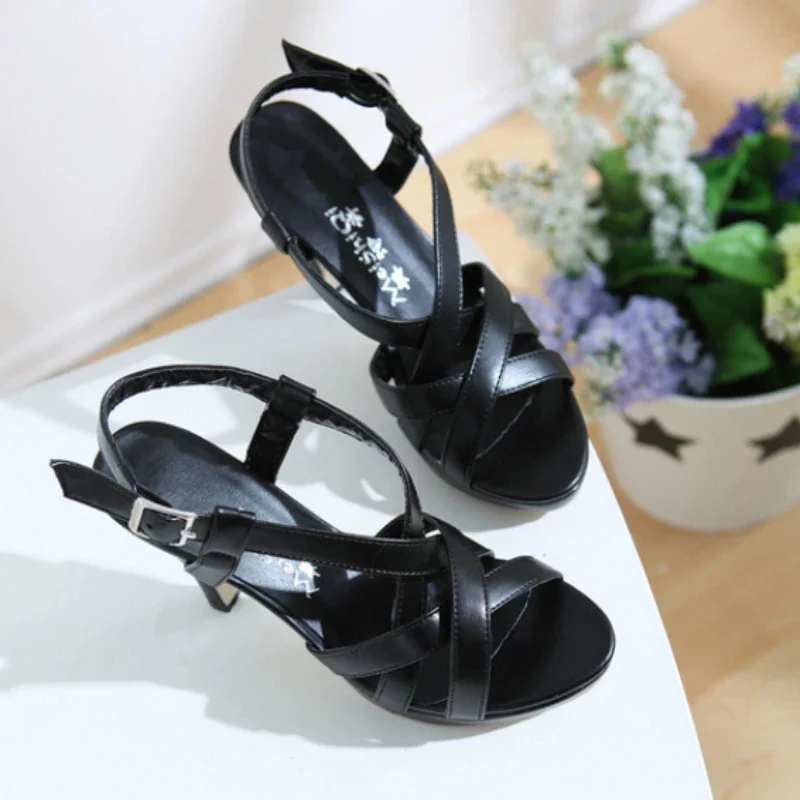 Women's 7 - 10 cm Black Gladiator Style Heeled Sandal