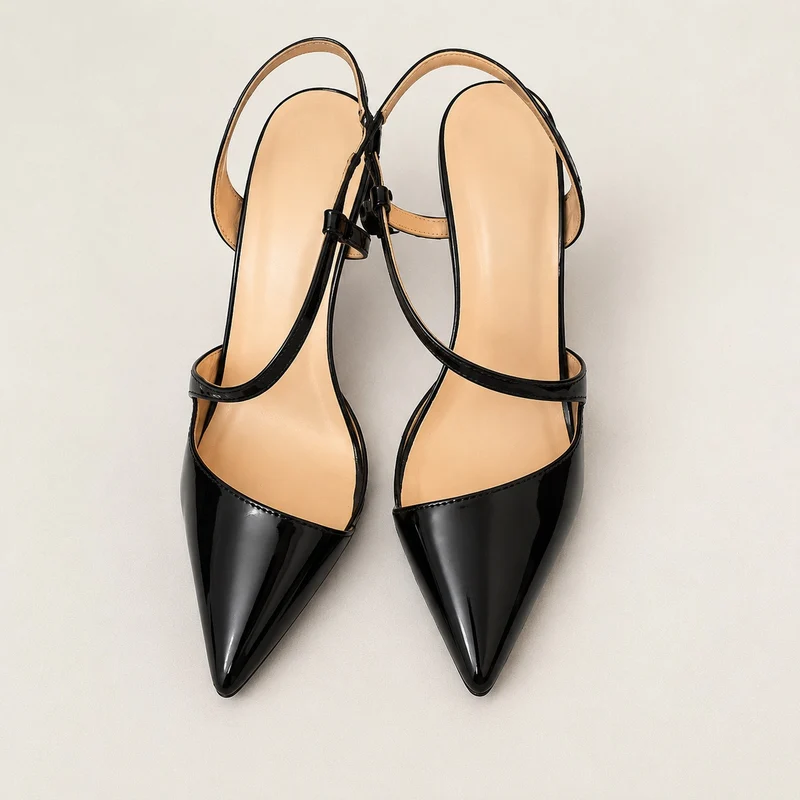 Women's 10 - 13 cm Black Pointed Toe Heeled Sandal
