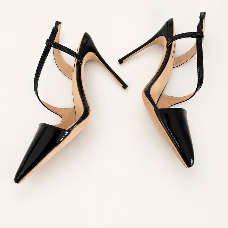 Women's 10 - 13 cm Black Pointed Toe Heeled Sandal