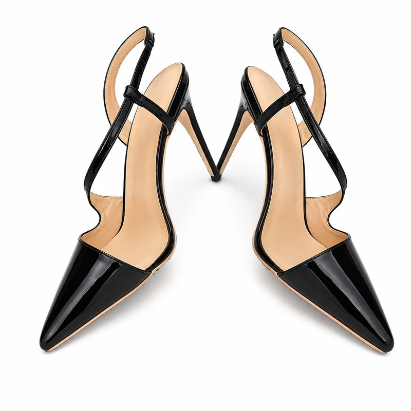 Women's 10 - 13 cm Black Pointed Toe Heeled Sandal