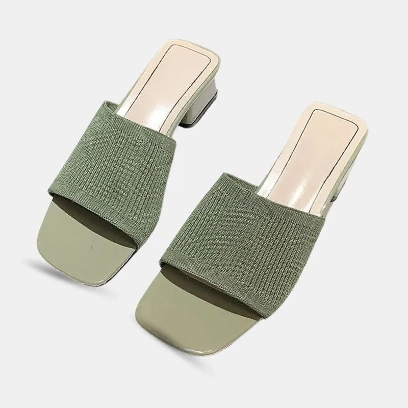 Women's 5 cm Green Casual Heeled Sandal