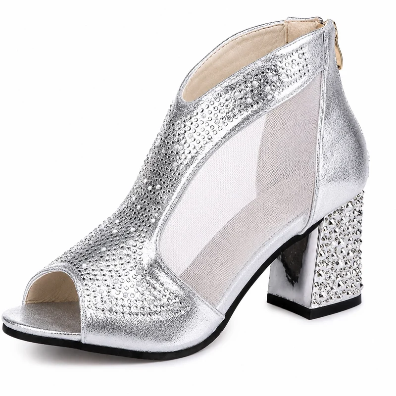 Silver Sandal with Rhinestones Casual Style