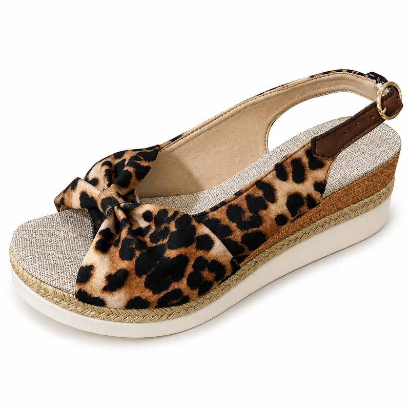 Leopard Wedge Lightweight Sandal