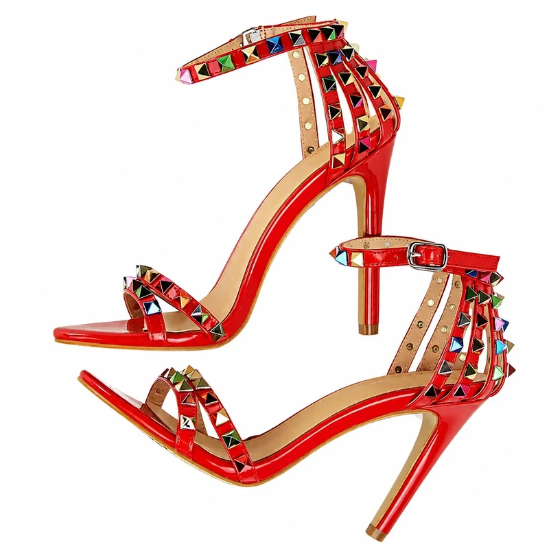 Studded Pump Style Sandal with Ankle Strap