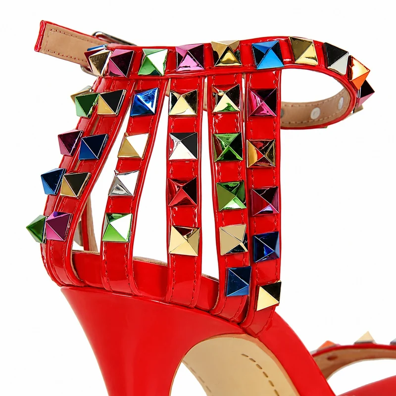 Studded Pump Style Sandal with Ankle Strap