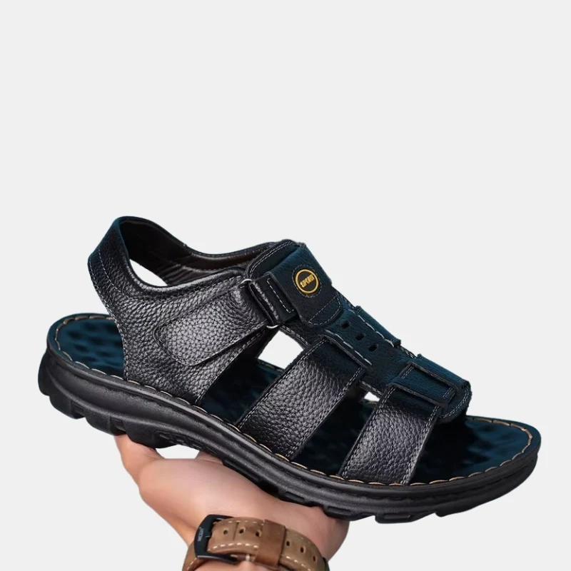 Comfortable Men's Leather Sandals with Straps