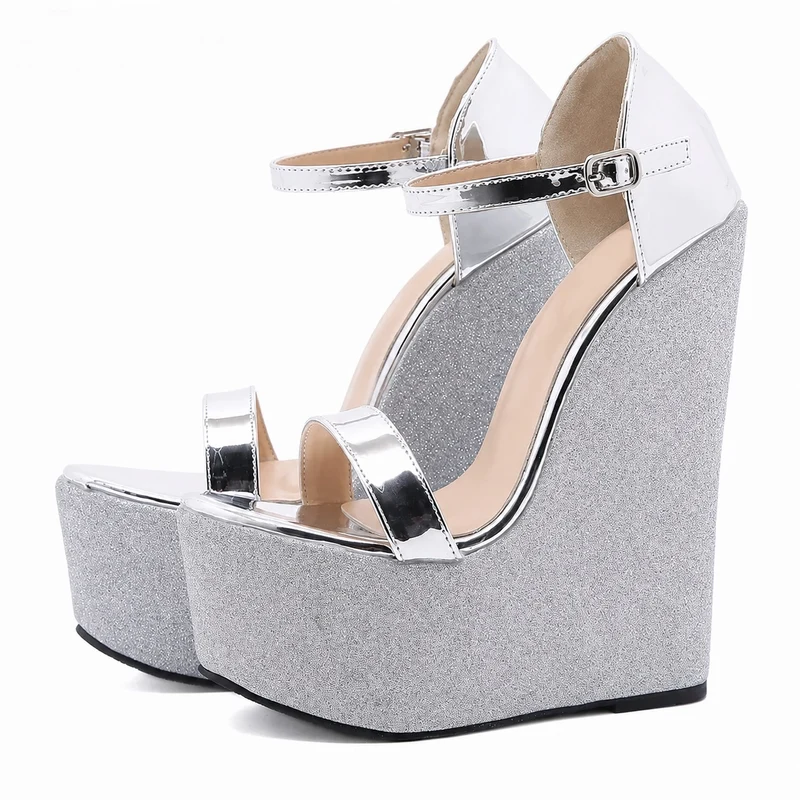 Silver and Glitter Platform Style Sandal
